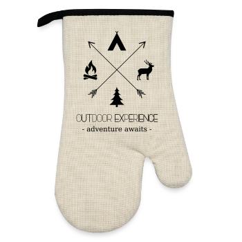 Outdoor Experience Adventure Awaits - Oven glove with rubber coating - linen/black  - Front