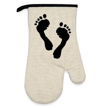 Silhouette des pieds - Gant de cuisine avec revêtement en caoutchouc - lin/noir  - Devant