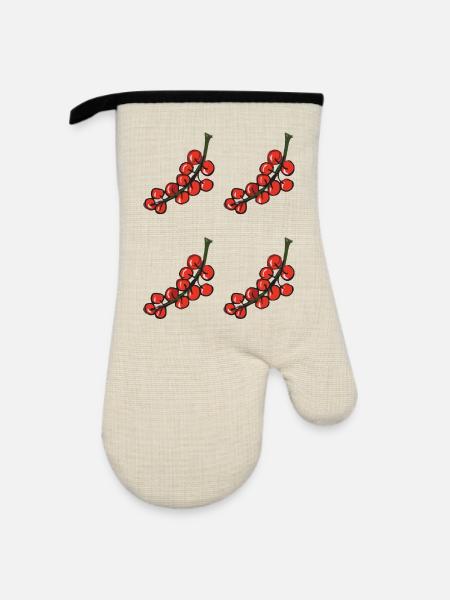 rote johannisbeere - red currant - Ofenhandschuh mit Gummibeschichtung - Leinen/Schwarz