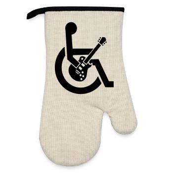 Wheelchair, wheelchair, guitar, guitarist, disability* - Oven glove with rubber coating - linen/black  - Front