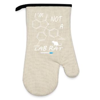 I'm not a lab rat - Oven glove with rubber coating - linen/black  - Front