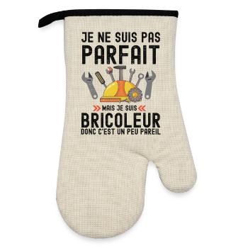 Humour Bricoleur Autodérision - Gant de cuisine avec revêtement en caoutchouc - lin/noir  - Devant