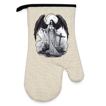 Dark Angel - Oven glove with rubber coating - linen/black  - Front