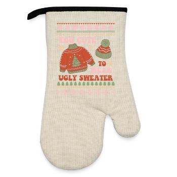 Pull de Noël moche - Gant de cuisine avec revêtement en caoutchouc - lin/noir  - Devant