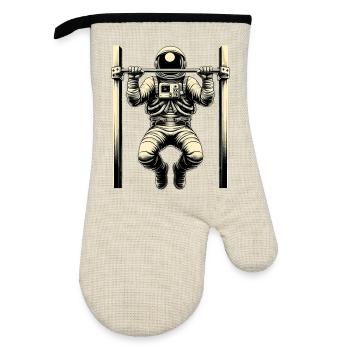 Calisthenics Astronaut Pull-ups Gift - Oven glove with rubber coating - linen/black  - Front
