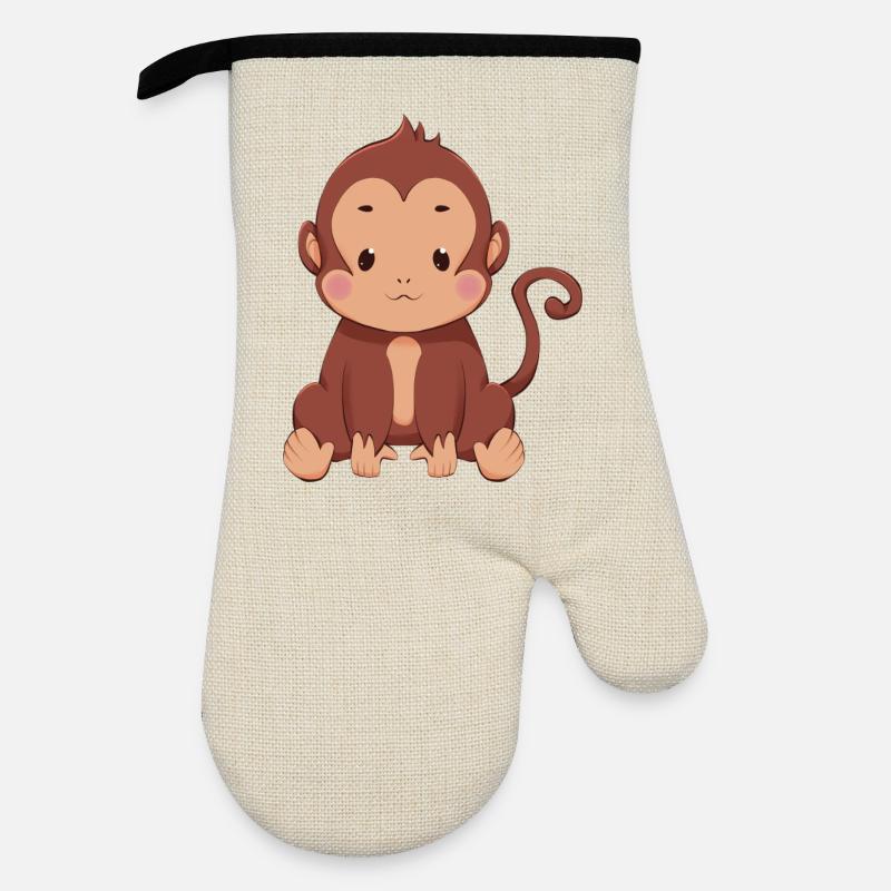 Monkey - Oven glove with rubber coating - linen/black 