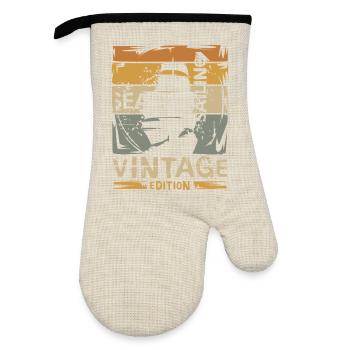 Sailing Vintage Edition – Retro Segeln Design - Gant de cuisine avec revêtement en caoutchouc - lin/noir  - Devant