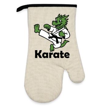 Karate Dragon - Oven glove with rubber coating - linen/black  - Front