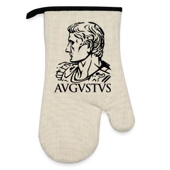Augustus Römischer Kaiser "AVGVSTVS" Geschichte Tribut - Ofenhandschuh mit Gummibeschichtung - Leinen/Schwarz  - Vorne