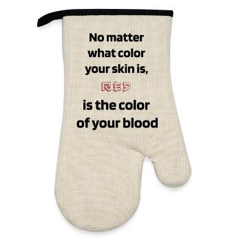 blood color - Oven glove with rubber coating - linen/black  - Front