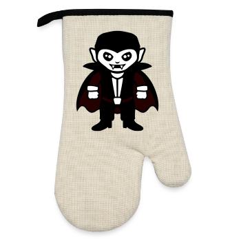 Cute Vampire Evil Dracula Costume for Halloween - Oven glove with rubber coating - linen/black  - Front