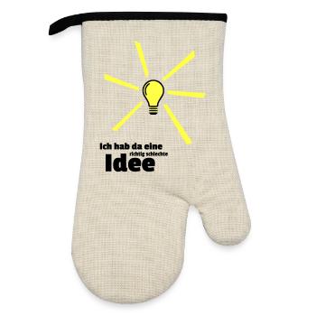 Bad idea - Oven glove with rubber coating - linen/black  - Front
