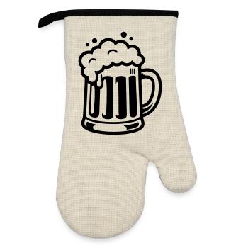 Bière Mug, Bière Comique - Gant de cuisine avec revêtement en caoutchouc - lin/noir  - Devant