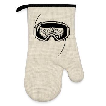 Graphisme des lunettes de ski en vue du sommet - Gant de cuisine avec revêtement en caoutchouc - lin/noir  - Devant