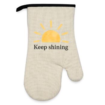 Keep Shining – Sonne – Minimalistisch - Ofenhandschuh mit Gummibeschichtung - Leinen/Schwarz  - Vorne