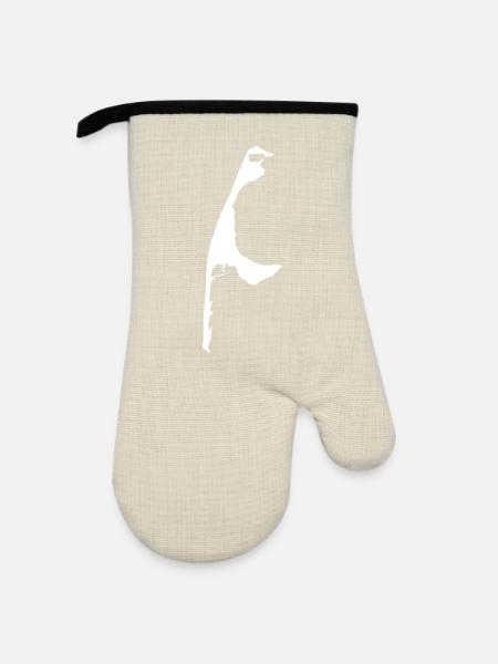 Sylt Umriss weiß - Ofenhandschuh mit Gummibeschichtung - Leinen/Schwarz