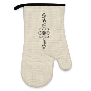OM Totem – Power of Inner Silence - Oven glove with rubber coating - linen/black  - Front