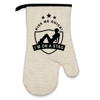 stag_night - Oven glove with rubber coating - linen/black  - Front