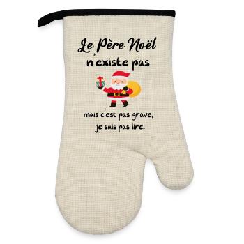 Santa Claus does not exist - Oven glove with rubber coating - linen/black  - Front