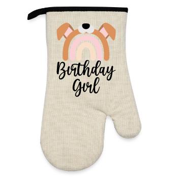 Pastel Pup Rainbow - Oven glove with rubber coating - linen/black  - Front