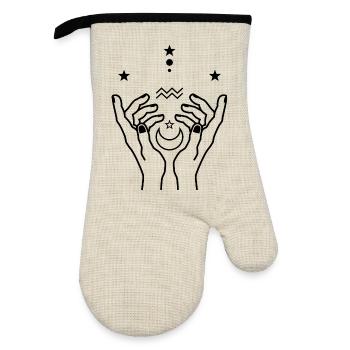 Aquarius zodiac astrology - Oven glove with rubber coating - linen/black  - Front