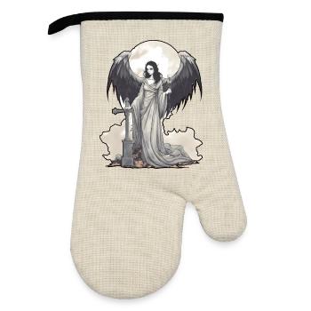 Dark Angel - Oven glove with rubber coating - linen/black  - Front