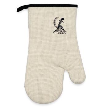 Rugby Gift, Players and Fans Design - Oven glove with rubber coating - linen/black  - Front