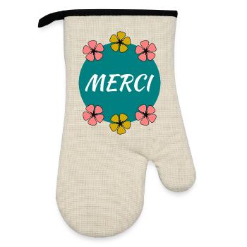 MAÎTRESSE. MERCI. MERCI MAÎTRESSE. FLEUR - Gant de cuisine avec revêtement en caoutchouc - lin/noir  - Devant