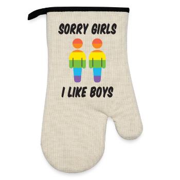 Sorry Girls I Like Boys - Oven glove with rubber coating - linen/black  - Front