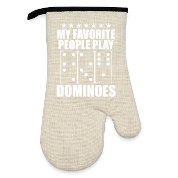 Domino Spiel Design - Ofenhandschuh mit Gummibeschichtung - Leinen/Schwarz  - Vorne