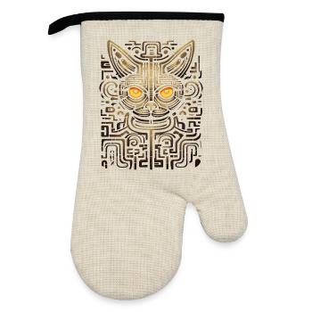 Ancient Cat - Oven glove with rubber coating - linen/black  - Front