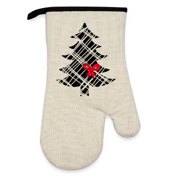 Christmas tree - Oven glove with rubber coating - linen/black  - Front