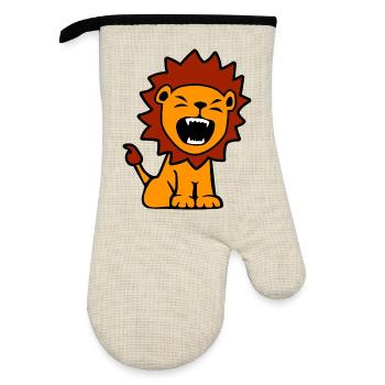 Little Lion ROAAR - Oven glove with rubber coating - linen/black  - Front