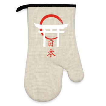 Porte Torii (blanc) - Gant de cuisine avec revêtement en caoutchouc - lin/noir  - Devant