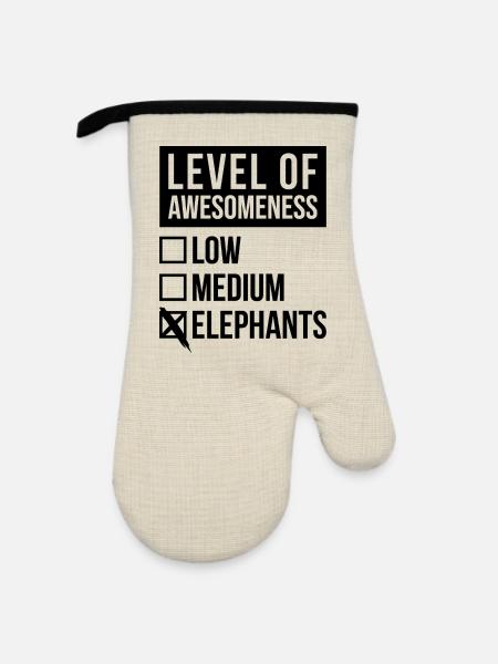 Elefant Elefant Elefant - Ofenhandschuh mit Gummibeschichtung - Leinen/Schwarz