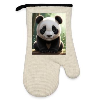 Conception Panda - Gant de cuisine avec revêtement en caoutchouc - lin/noir  - Devant