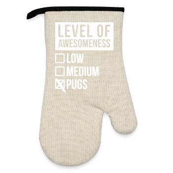 Pug - Oven glove with rubber coating - linen/black  - Front