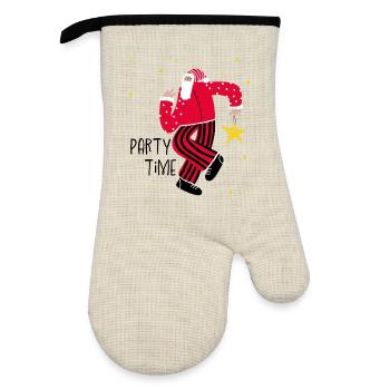 Dancing Santa Claus - Party time Christmas - Oven glove with rubber coating - linen/black  - Front