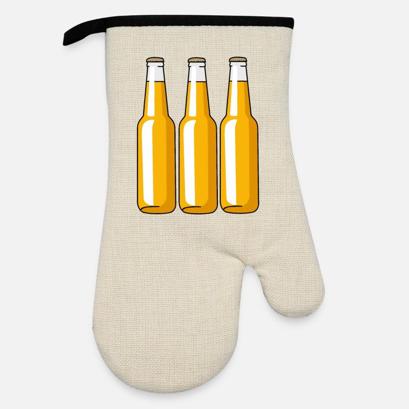 Bier - Ofenhandschuh mit Gummibeschichtung - Leinen/Schwarz