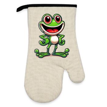 Frog - Oven glove with rubber coating - linen/black  - Front