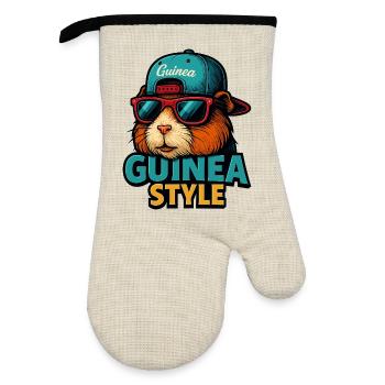 Guinea Style: Sunglasses Pig - Oven glove with rubber coating - linen/black  - Front