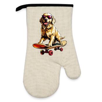 Planche à roulettes Golden Retriever - Gant de cuisine avec revêtement en caoutchouc - lin/noir  - Devant