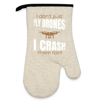 Je ne fais pas que piloter des drones, je les écrase aussi - Gant de cuisine avec revêtement en caoutchouc - lin/noir  - Devant
