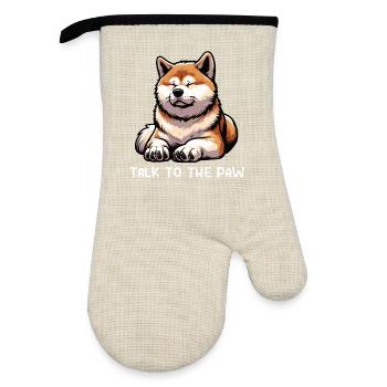 Talk To the Paw Akita Akitabesitzer Akitahund - Oven glove with rubber coating - linen/black  - Front