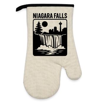 Niagara Falls Falls Canada Vacation Recreation - Oven glove with rubber coating - linen/black  - Front