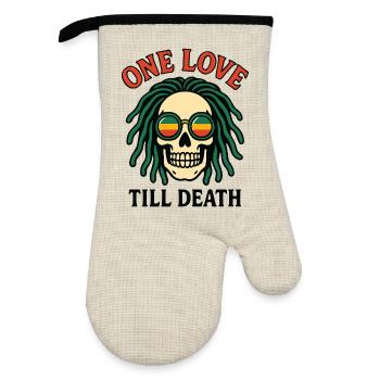 One Love Till Death – Reggae Spirit - Gant de cuisine avec revêtement en caoutchouc - lin/noir  - Devant