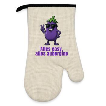 Aubergine - Tout est facile - Gant de cuisine avec revêtement en caoutchouc - lin/noir  - Devant