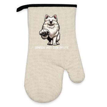 Parle au chien de berger blanc patte - Gant de cuisine avec revêtement en caoutchouc - lin/noir  - Devant