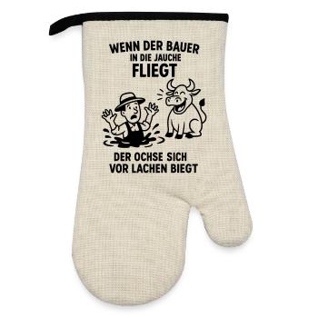 Farmer Slurry disant blague Bœuf - Gant de cuisine avec revêtement en caoutchouc - lin/noir  - Devant