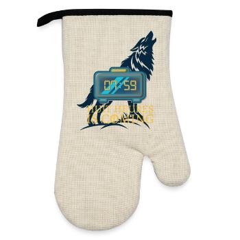 eight o'clock is coming - Oven glove with rubber coating - linen/black  - Front
